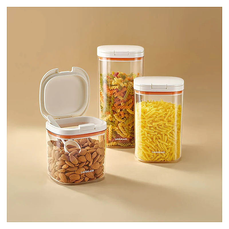Hũ đựng thực phẩm kèm muỗng One Touch Canister - 2.3L, 1.7L, 1L - Màu trắng - HTE904-HTE905-HTE906