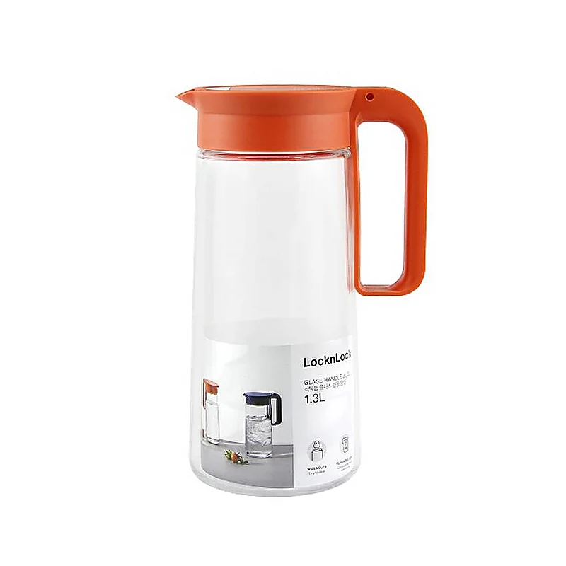 Bình Nước Thuỷ Tinh LocknLock 1.3L Có Tay Cầm - LLG619YRED